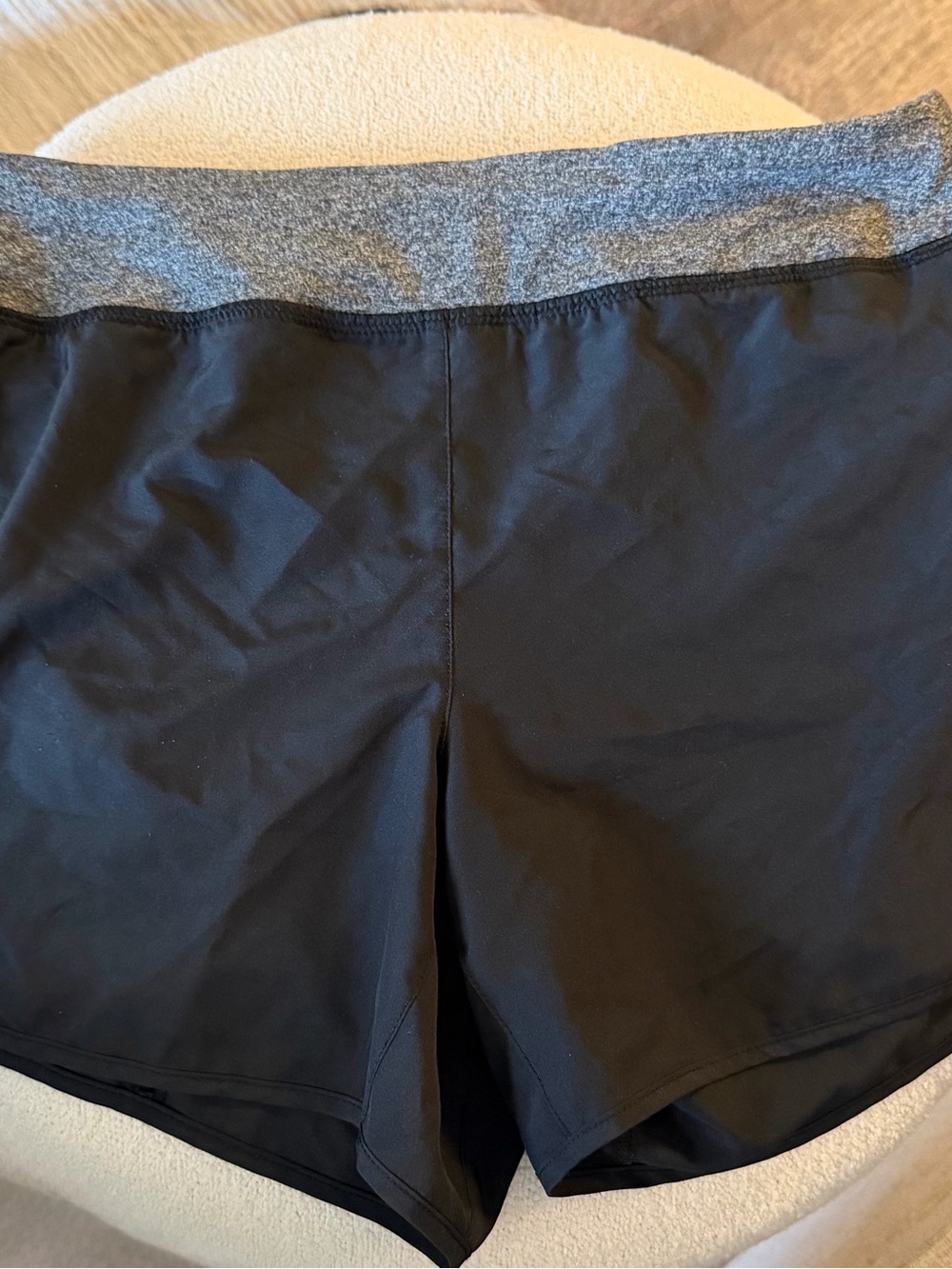 Girl's Black Athletic Shorts with Gray Waistband